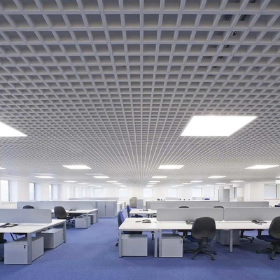 กระเบื้องเพดานโลหะ 100x100 ระยะห่างระหว่างตะแกรงอลูมิเนียมตกแต่งเพดานอาคาร